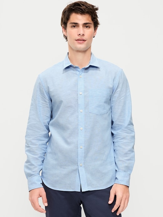 Image number 1 showing, Classic Fit Linen-Blend Shirt