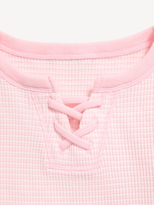 Image number 4 showing, Fitted Lace-Front Waffle-Knit Top for Girls