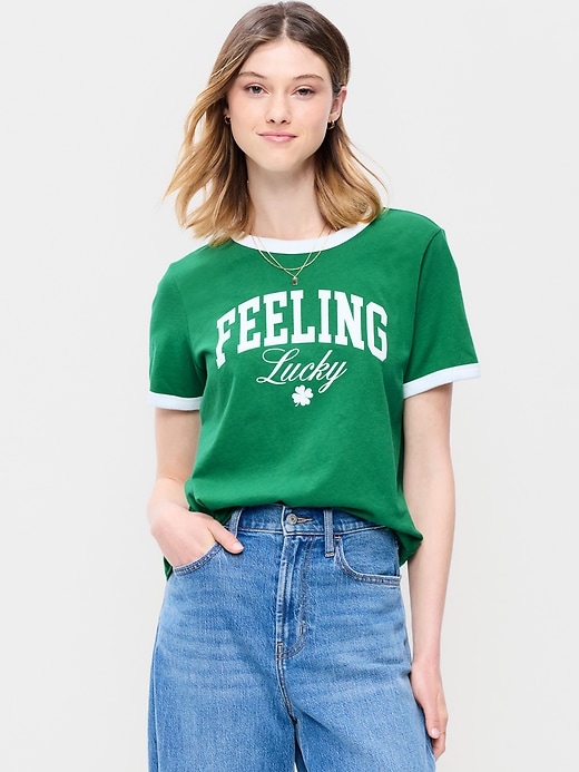 Image number 1 showing, EveryWear Crew-Neck Graphic Ringer T-Shirt