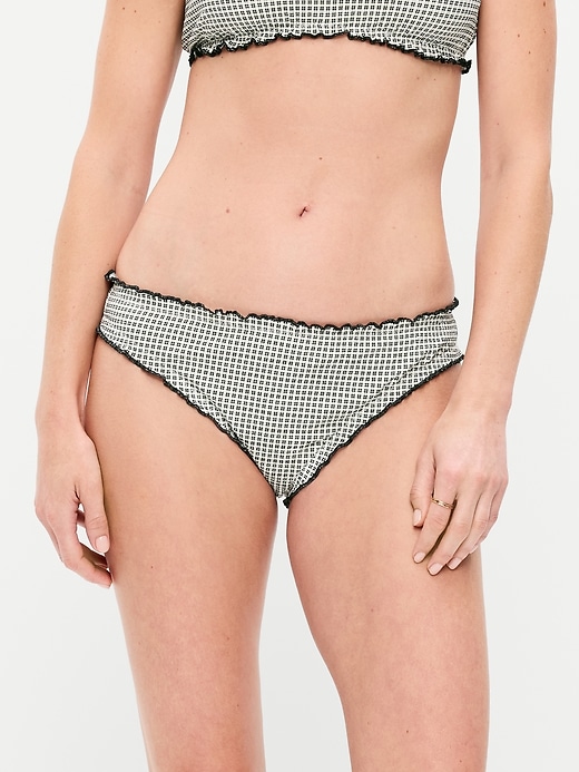 Image number 1 showing, Mid-Rise Ruffle Trim Swim Bottoms