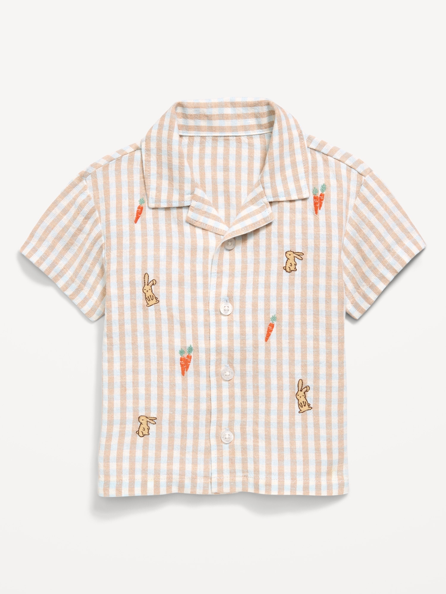 Striped Linen-Blend Embroidered Shirt for Baby