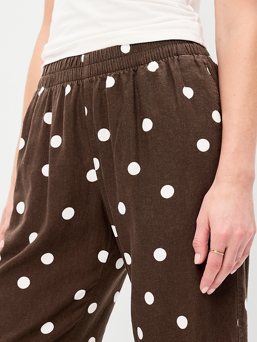 Image number 5 showing, High-Waisted Linen-Blend Straight Ankle Pants