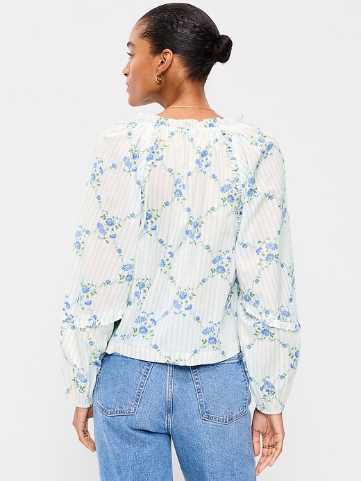 Image number 2 showing, Long-Sleeve Ruffle Trim Top