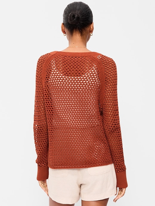 L'image numéro 2 présente Chandail raglan en tricot de Coton littoral ajouré