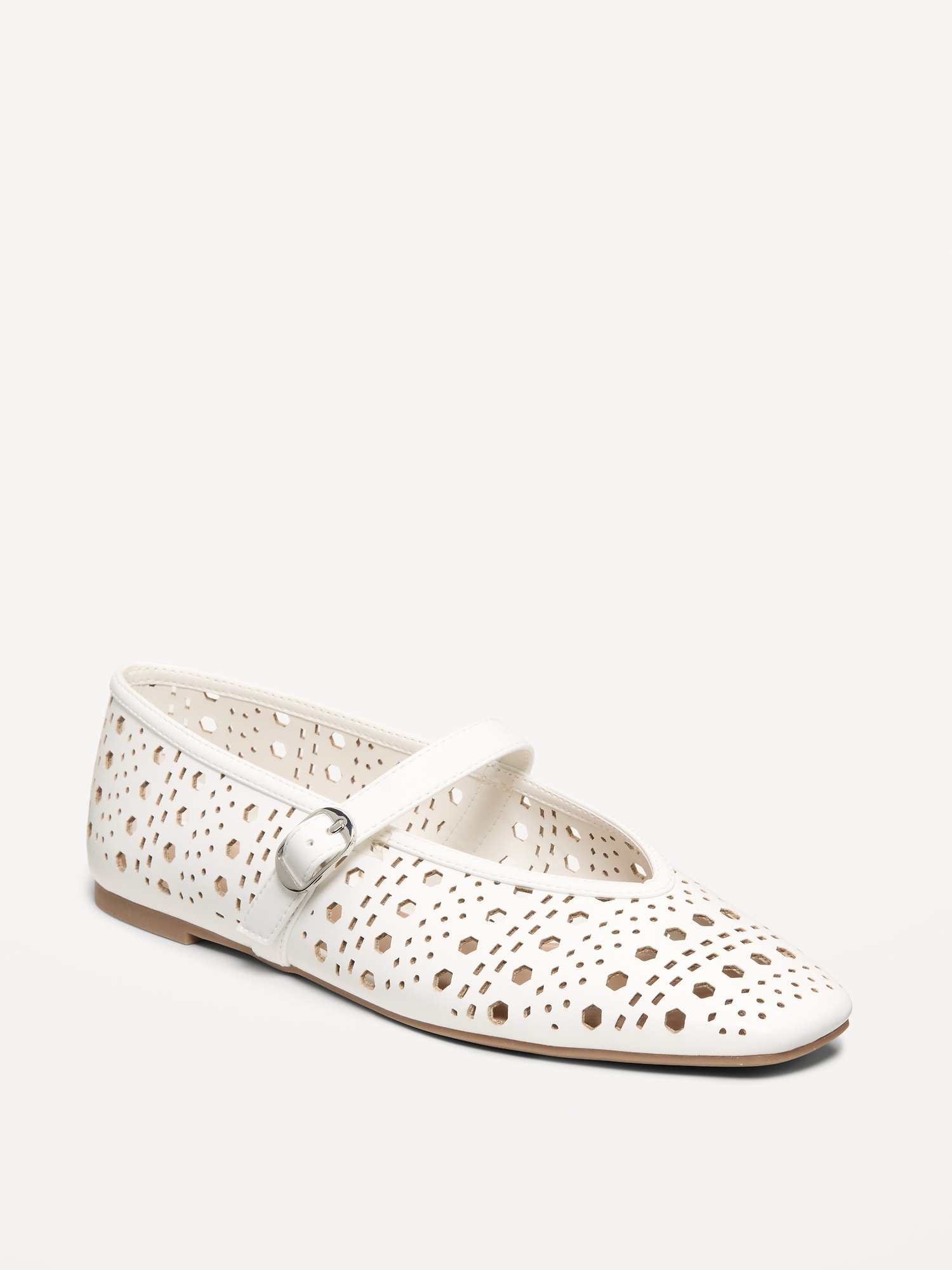 Perforated Mary Jane Ballet Flats for Women