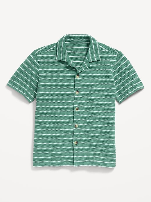 Image number 2 showing, Oversized Short-Sleeve Sweater-Knit Shirt for Boys