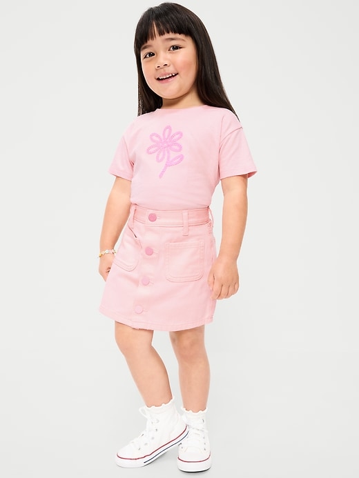 Image number 1 showing, High-Waisted Button-Front Skirt for Toddler Girls