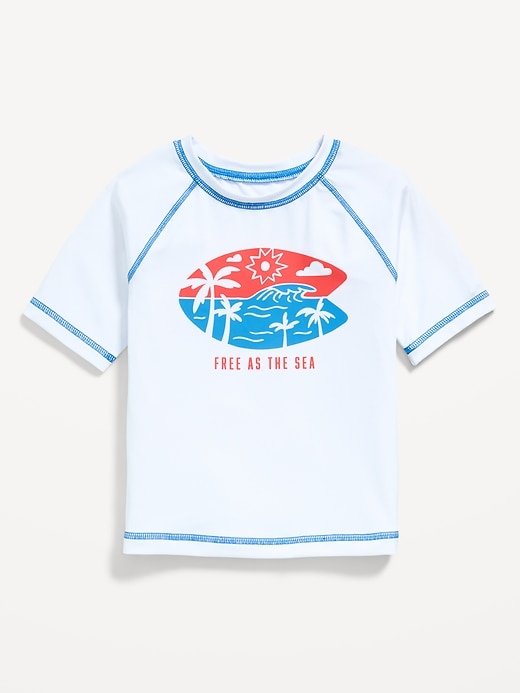 Image number 1 showing, Short-Sleeve Graphic Rashguard Swim Top for Toddler Boys