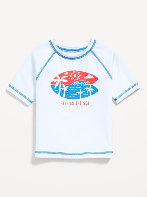 Short-Sleeve Graphic Rashguard Swim Top for Toddler Boys