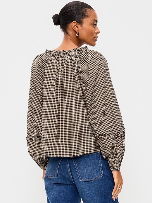 Image number 2 showing, Long-Sleeve Ruffle Trim Top