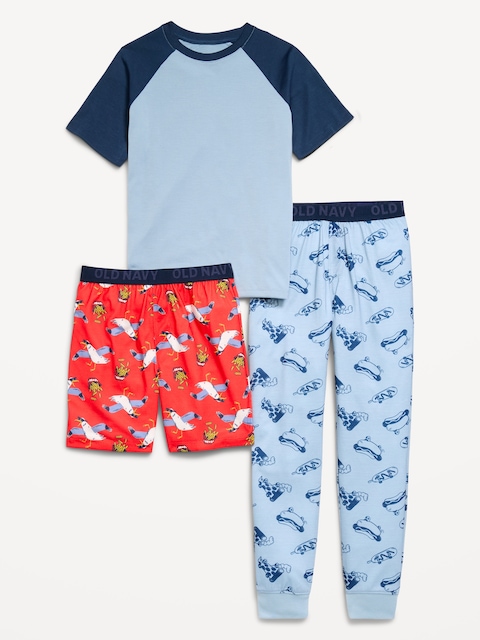3-Piece Jersey-Knit Pajama Set for Boys