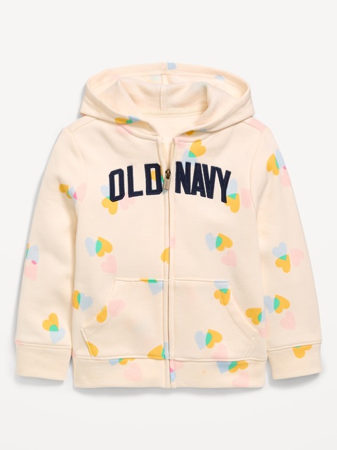 Printed Logo-Graphic Zip Hoodie for Toddler Girls