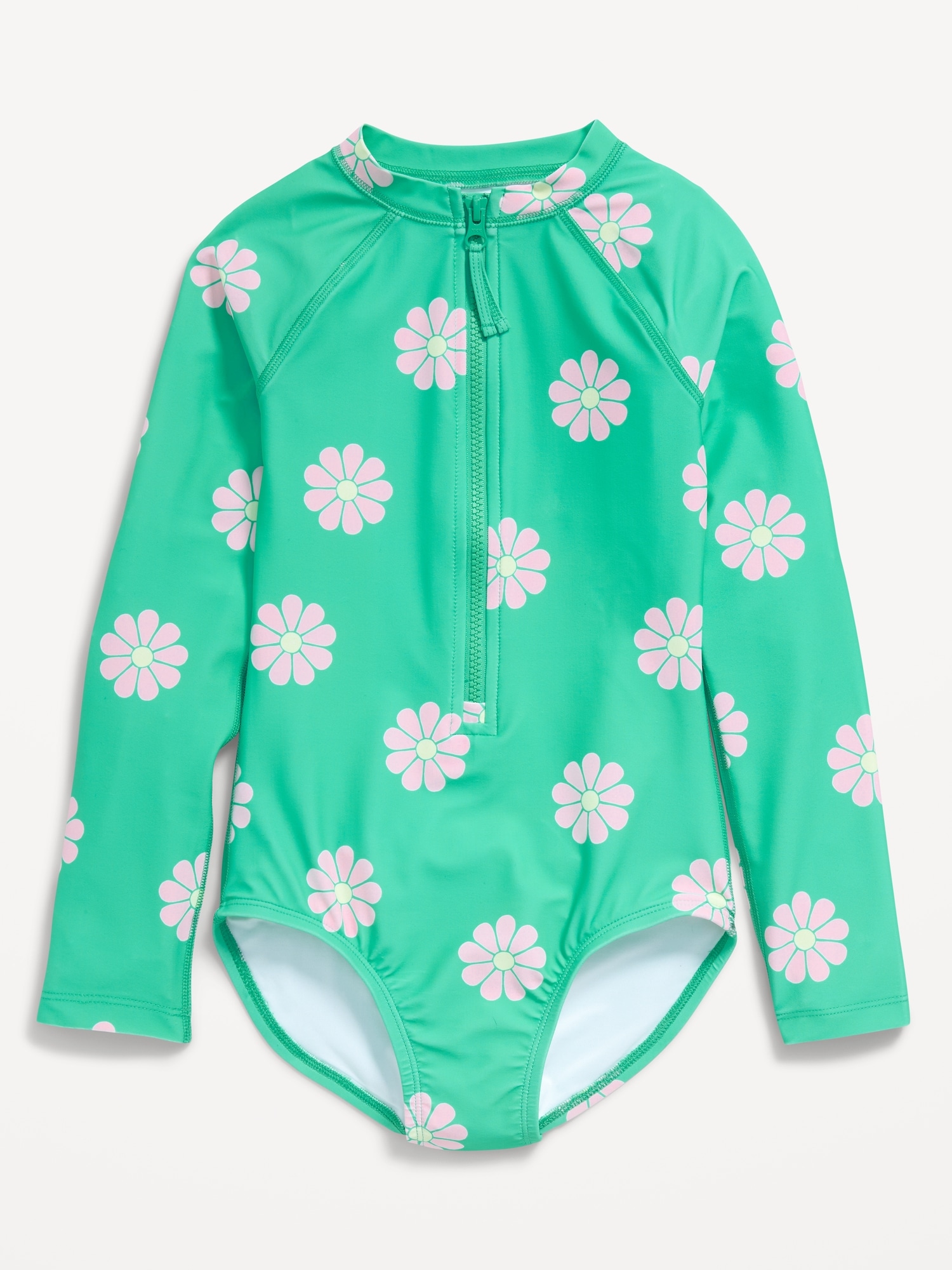 Long-Sleeve Rashguard Swim One-Piece for Girls