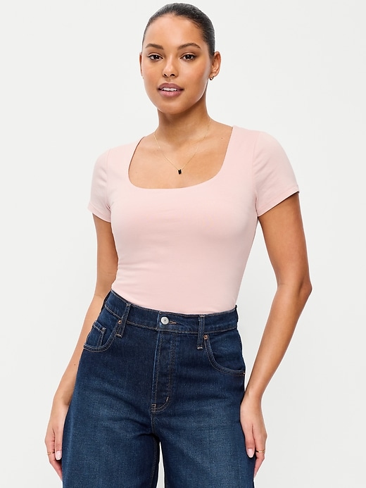 Image number 1 showing, Hug Double-Layer Scoop-Neck Top