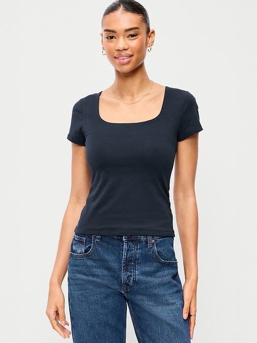 Image number 1 showing, Hug Double-Layer Scoop-Neck Top