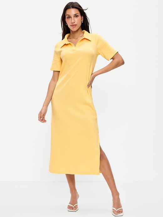 Image number 1 showing, Short-Sleeve Polo Midi Dress