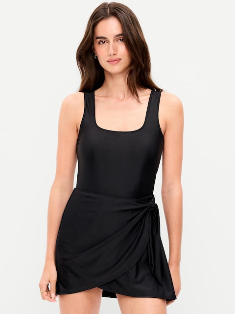 Matte Side-Tie Swim Dress