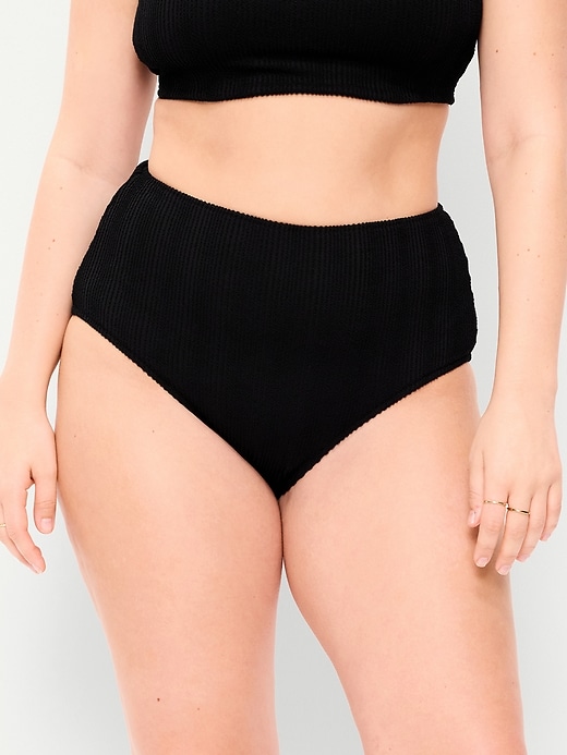 Image number 5 showing, High-Waisted Ribbed Bikini Swim Bottoms