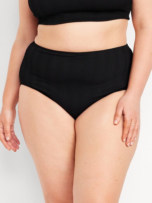 Image number 7 showing, High-Waisted Ribbed Bikini Swim Bottoms