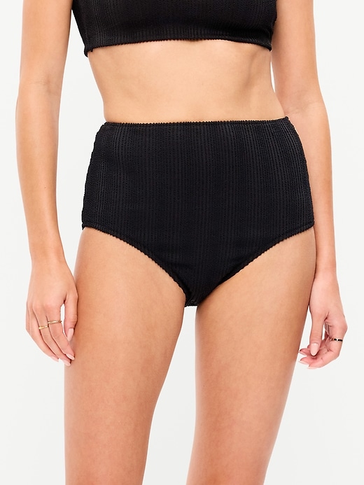 Image number 1 showing, High-Waisted Ribbed Bikini Swim Bottoms