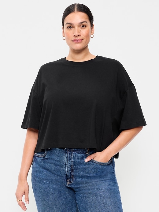 Image number 7 showing, Vintage Crew-Neck Oversized Crop T-Shirt