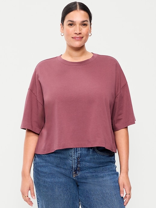 Image number 7 showing, Vintage Crew-Neck Oversized Crop T-Shirt