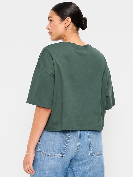 Image number 8 showing, Vintage Crew-Neck Oversized Crop T-Shirt