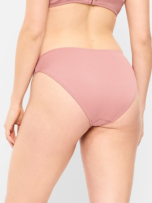 Image number 6 showing, Ribbed Mid-Rise Bikini Swim Bottoms
