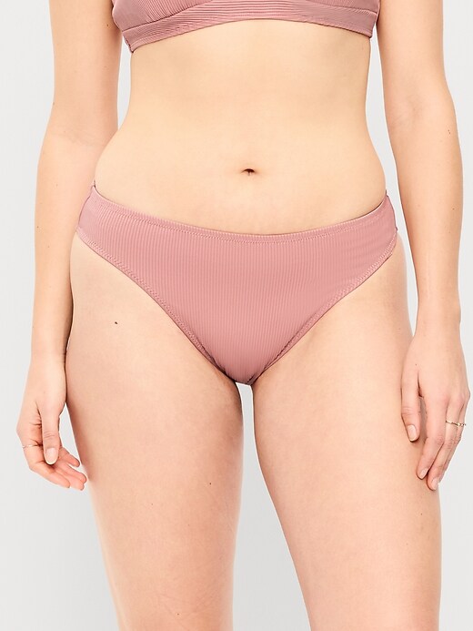 Image number 5 showing, Ribbed Mid-Rise Bikini Swim Bottoms