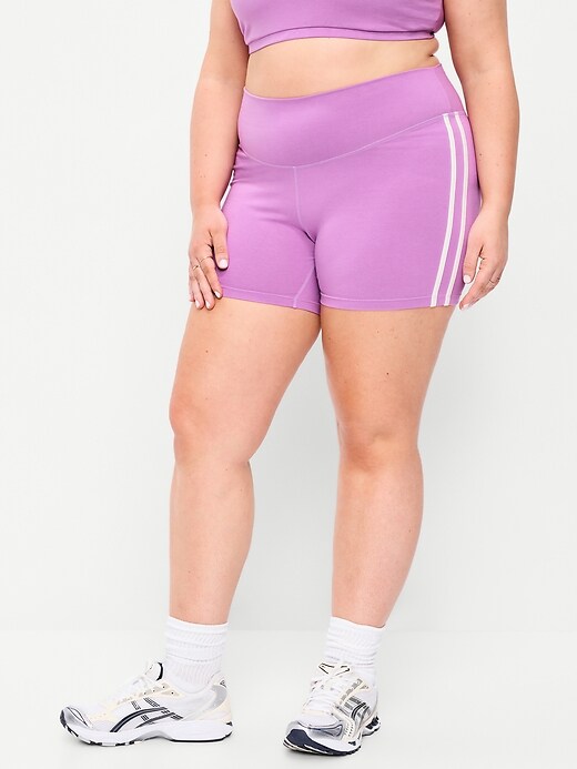 Image number 6 showing, High-Waisted PowerChill Side-Stripe Biker Shorts -- 5-inch inseam