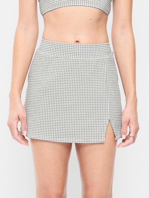 High-Waisted Textured Swim Skirt