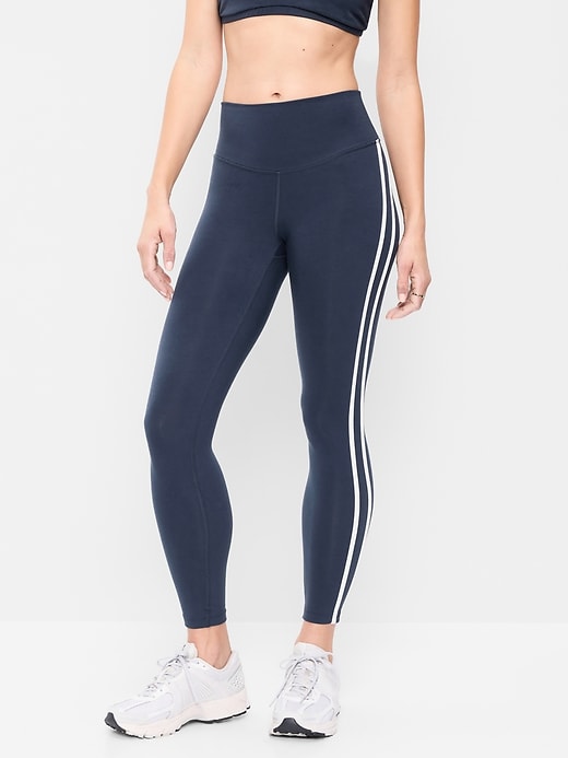 Image number 1 showing, High-Waisted PowerChill Side-Striped 7/8 Cotton Leggings