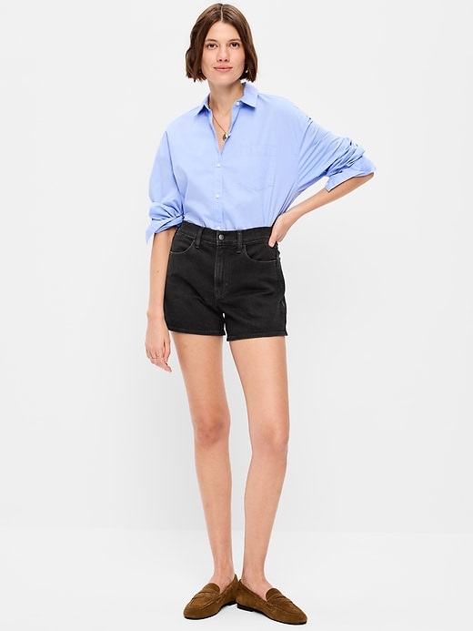 Image number 1 showing, High-Waisted Wow Baggy Jean Shorts -- 5-inch inseam