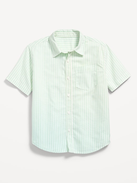 Image number 2 showing, Short-Sleeve Striped Pocket Oxford Shirt for Boys