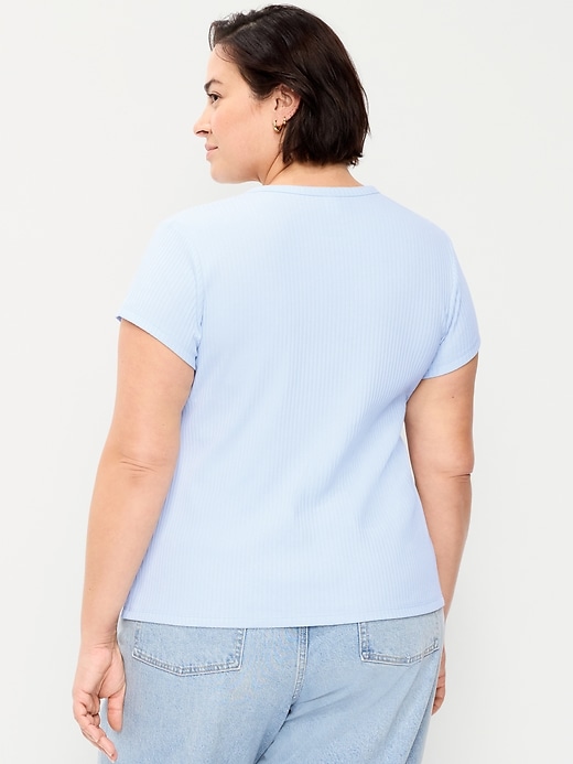 Image number 8 showing, Short-Sleeve Ribbed Button-Down Top