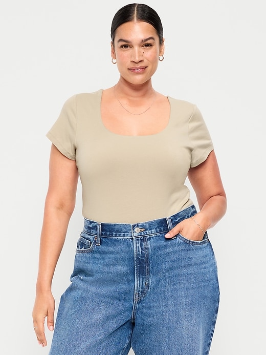 Image number 7 showing, Hug Double-Layer Scoop-Neck Top