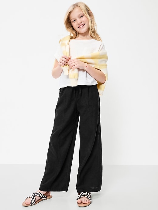 Image number 3 showing, Pull-On Linen-Blend Pants for Girls