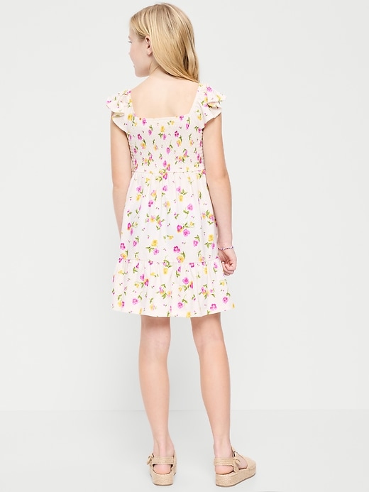 Image number 2 showing, Printed Fit and Flare Smocked Dress for Girls