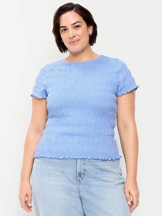 Image number 7 showing, Slit-Neck Smocked Top