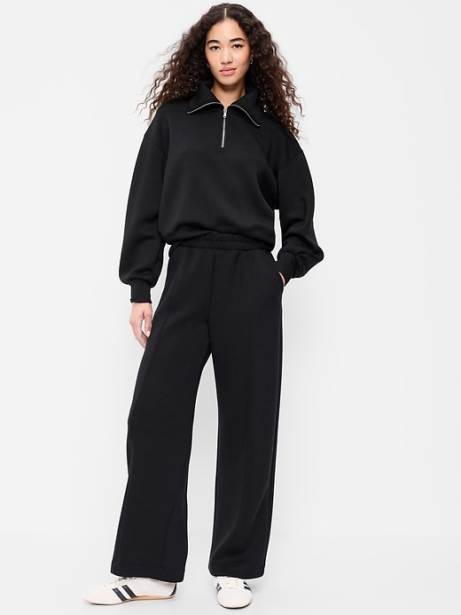Image number 1 showing, High-Waisted Bounce Fleece Wide-Leg Sweatpants
