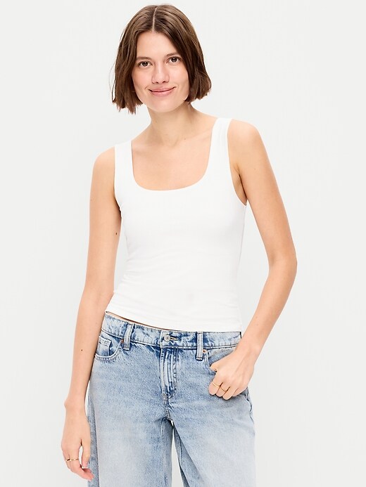 Image number 1 showing, Hug Double-Layer Scoop-Neck Tank Top