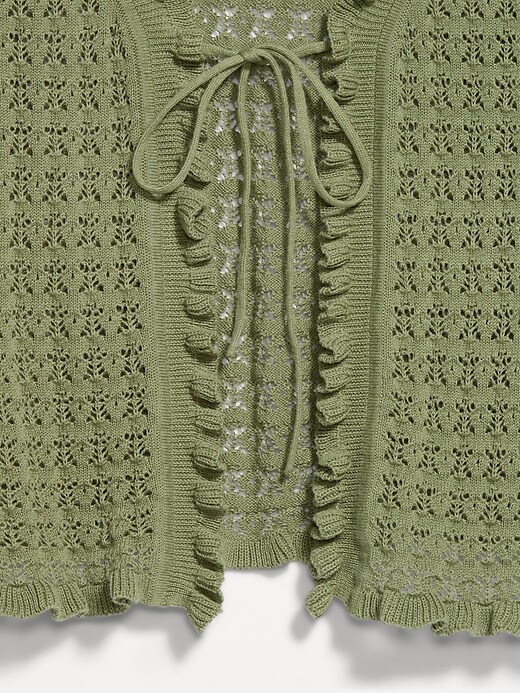 Image number 5 showing, Tie-Front Open Cardigan