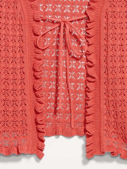 Image number 5 showing, Tie-Front Open Cardigan