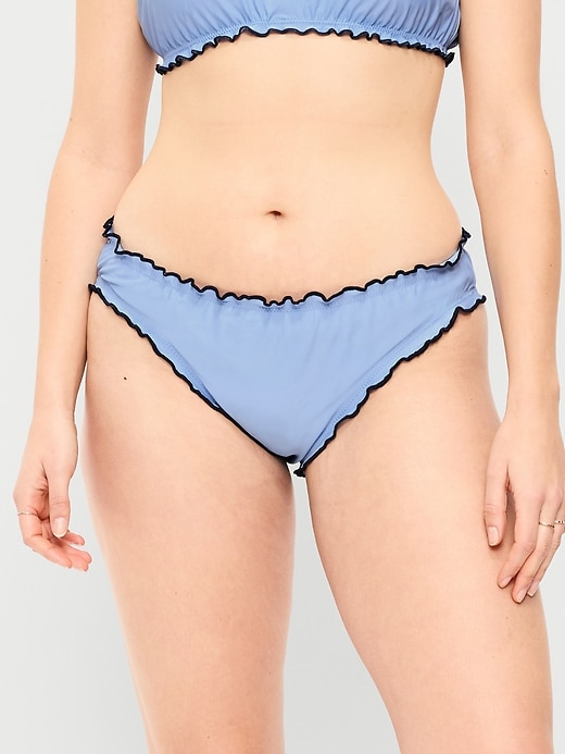 Image number 5 showing, Mid-Rise Ruffle Trim Swim Bottoms