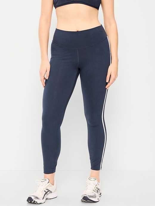 Image number 5 showing, High-Waisted PowerChill Side-Striped 7/8 Cotton Leggings