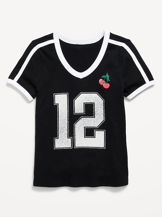 Image number 1 showing, Fitted Short-Sleeve Graphic T-Shirt for Girls