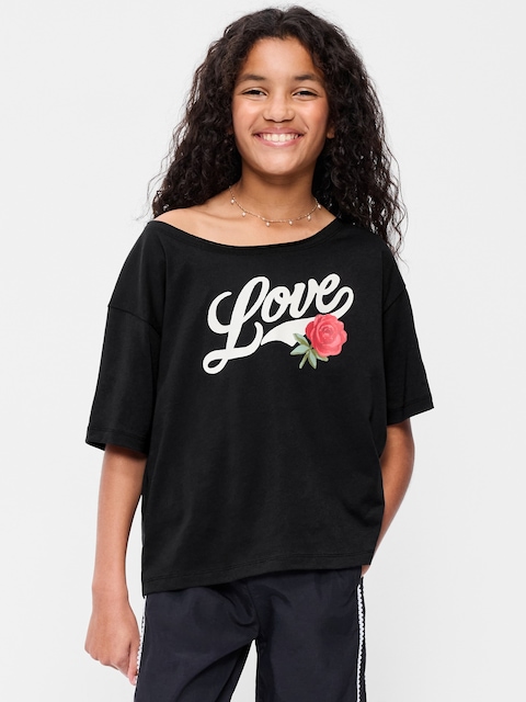 T-SHIRT À ÉPAULES DÉNUDÉES À IMPRIMÉ POUR FILLE