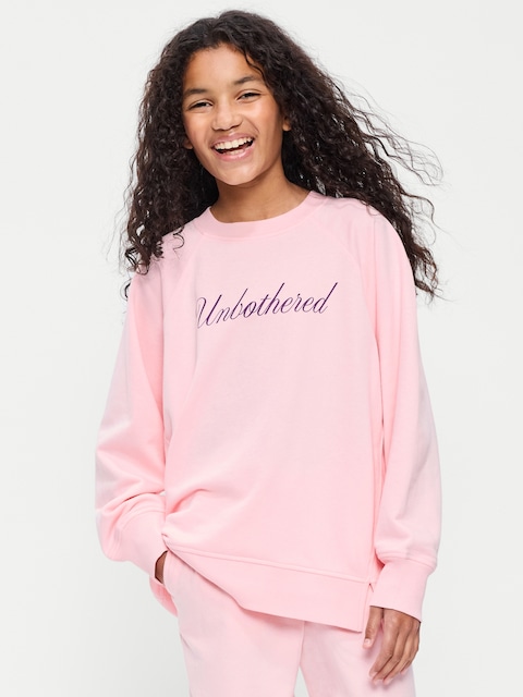Oversized Long-Sleeve Graphic Tunic Sweatshirt for Girls