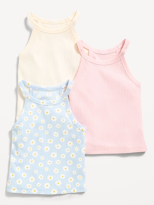 Image number 1 showing, Fitted Halter Tank Tops 3-Pack for Toddler Girls