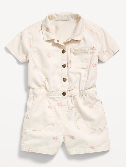 Image number 1 showing, Short-Sleeve Utility Romper for Toddler Girls